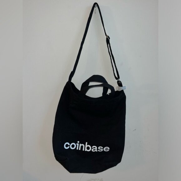 NWT BAGGU Duck Bag Coinbase Black Tote with Blue and White Design - Picture 8 of 11
